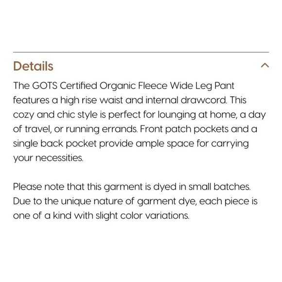 Mate The Label Organic Fleece Wide Leg Pant Heather Flax X-Large MSRP $138 - Picture 7 of 9